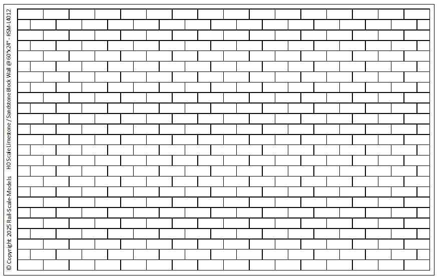 HO Scale Cut Limestone Sandstone Block Wall Sheet ~ 60in x 24in Blocks